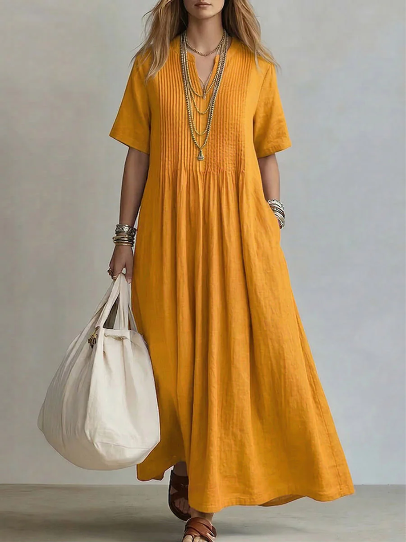 MOREAU LYON | ROBE LONGUE PLISSÉE LÂCHE POUR FEMMES