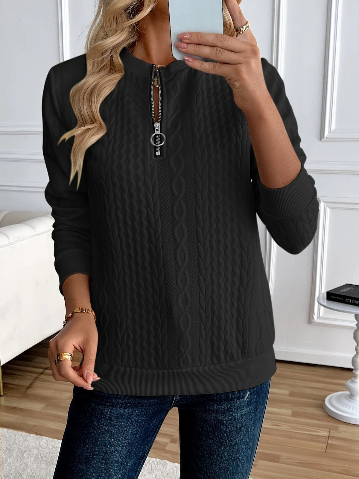 MOREAU LYON | SWEAT TEXTURÉ ZIPPÉ POUR FEMMES