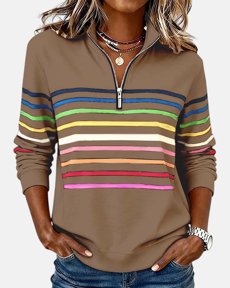 MOREAU LYON | PULL RAYÉ À FERMETURE ÉCLAIR POUR FEMMES