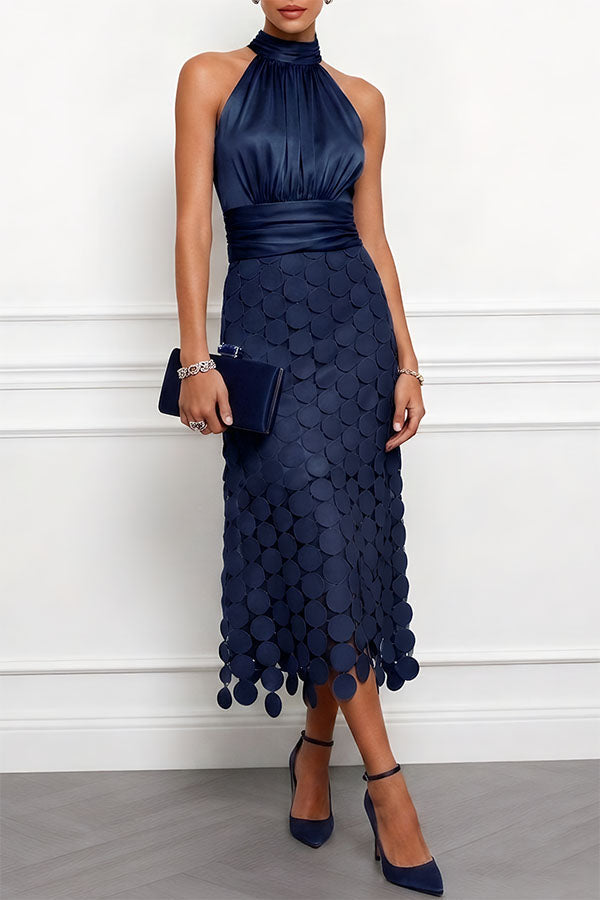 MOREAU LYON | ROBE MIDI CHIC À COL HALTER POUR FEMMES