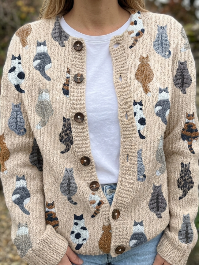 MOREAU LYON | CARDIGAN MOTIF CHAT POUR FEMME