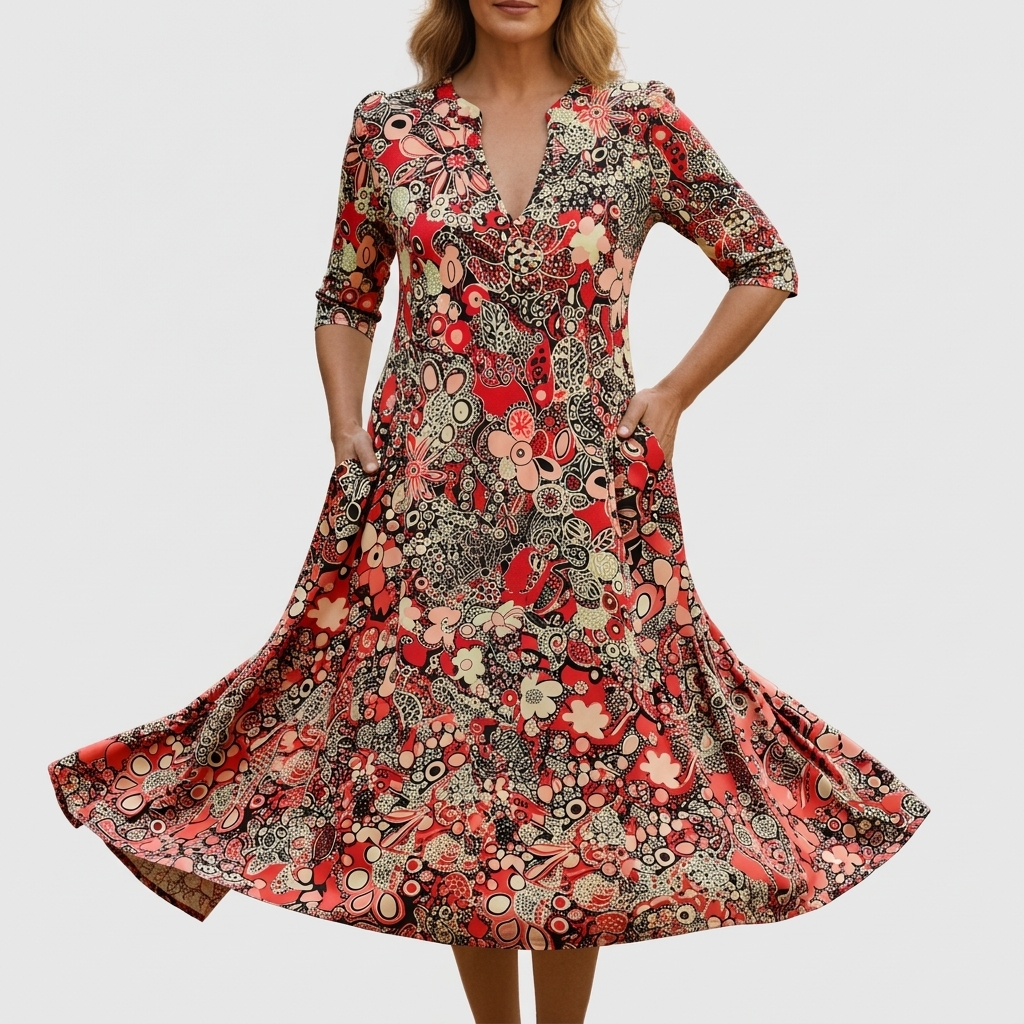 MOREAU LYON | ROBE MIDI À COL EN V POUR FEMMES