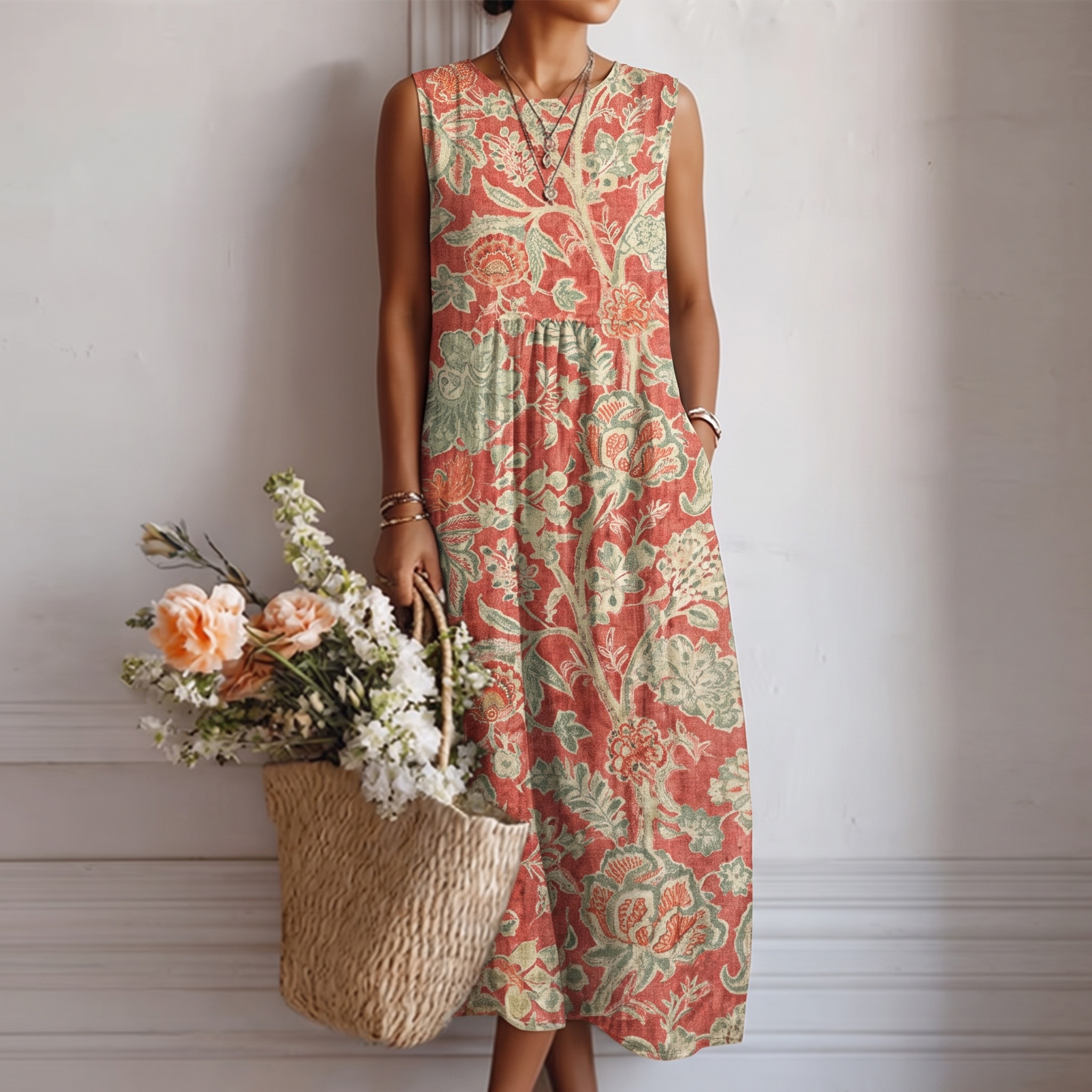 MOREAU LYON | FLORALE ROBE MIDI FLUIDE POUR FEMMES