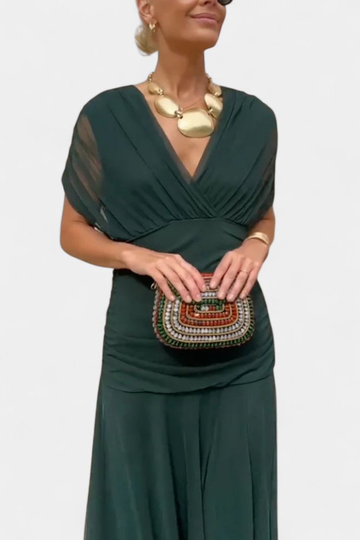 MOREAU LYON | CHIC ROBE MAXI À COL EN V POUR FEMMES