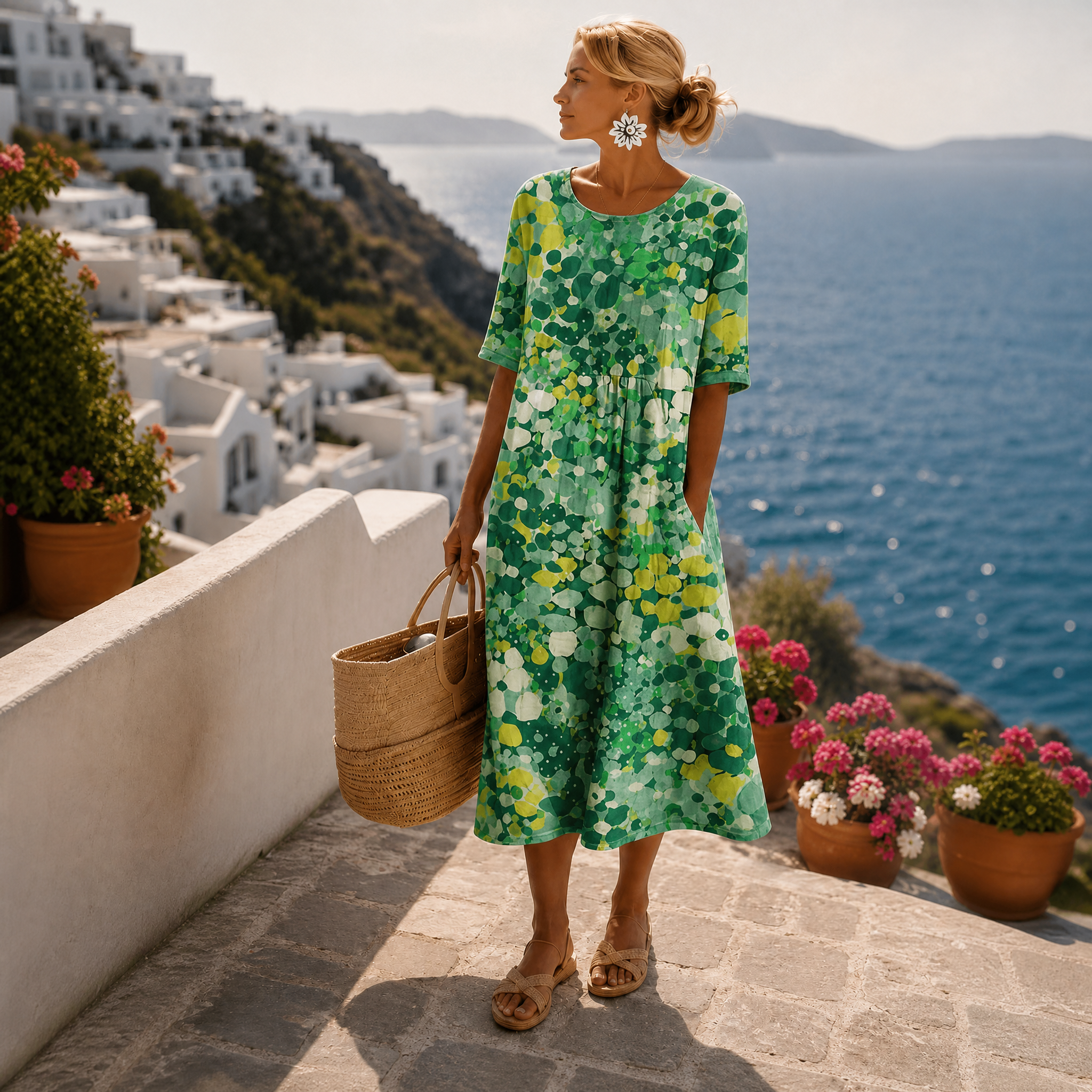 MOREAU LYON | ROBE MIDI FLEURIE ÉLÉGANTE POUR FEMMES
