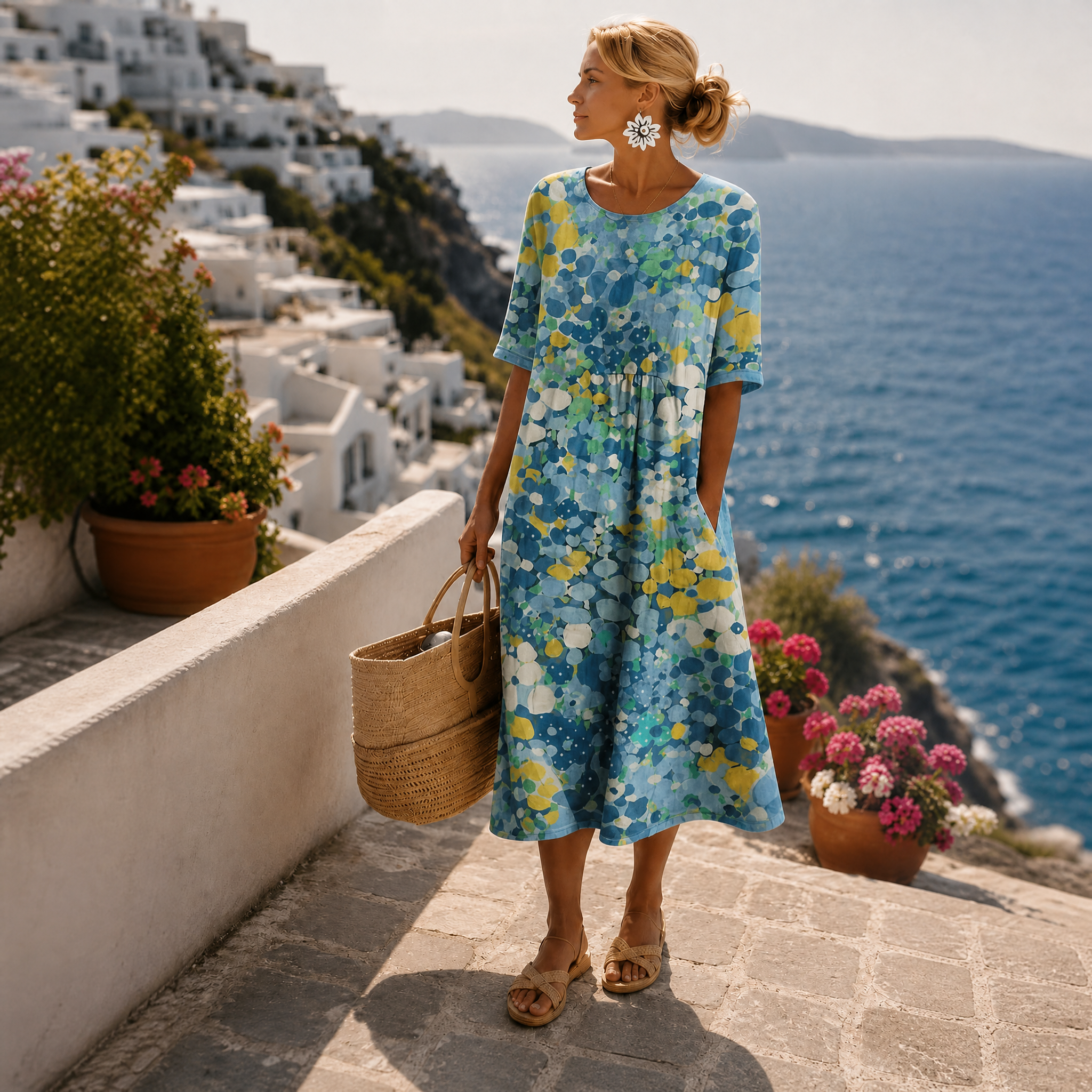 MOREAU LYON | ROBE MIDI FLEURIE ÉLÉGANTE POUR FEMMES