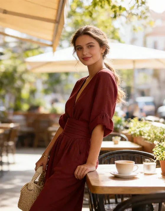 MOREAU LYON | COMBINAISON À ENCOLURE EN V ET JAMBES LARGES POUR FEMMES
