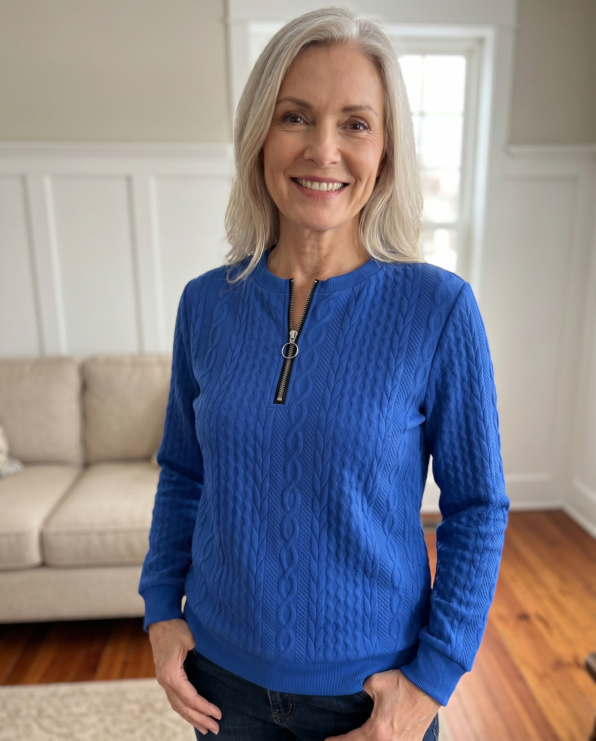 MOREAU LYON | SWEAT TEXTURÉ ZIPPÉ POUR FEMMES