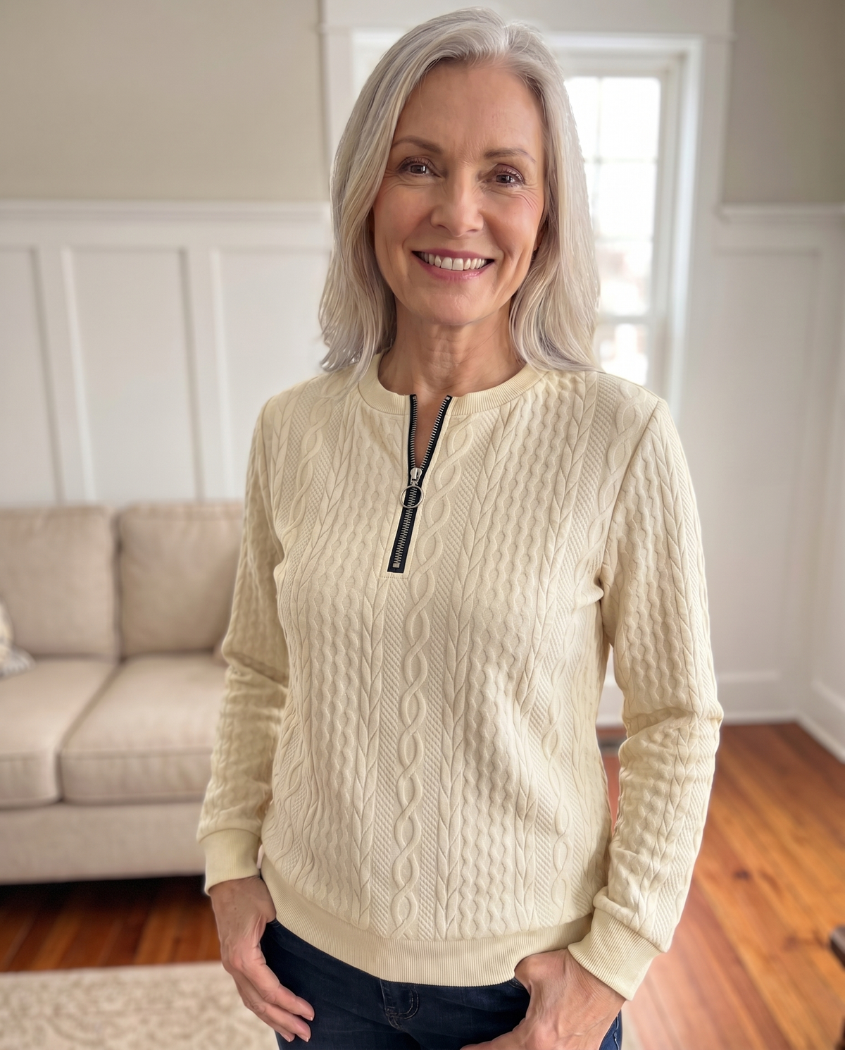 MOREAU LYON | SWEAT TEXTURÉ ZIPPÉ POUR FEMMES