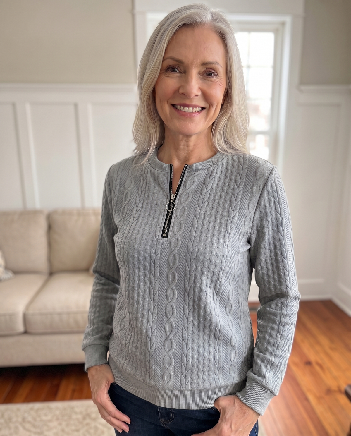 MOREAU LYON | SWEAT TEXTURÉ ZIPPÉ POUR FEMMES