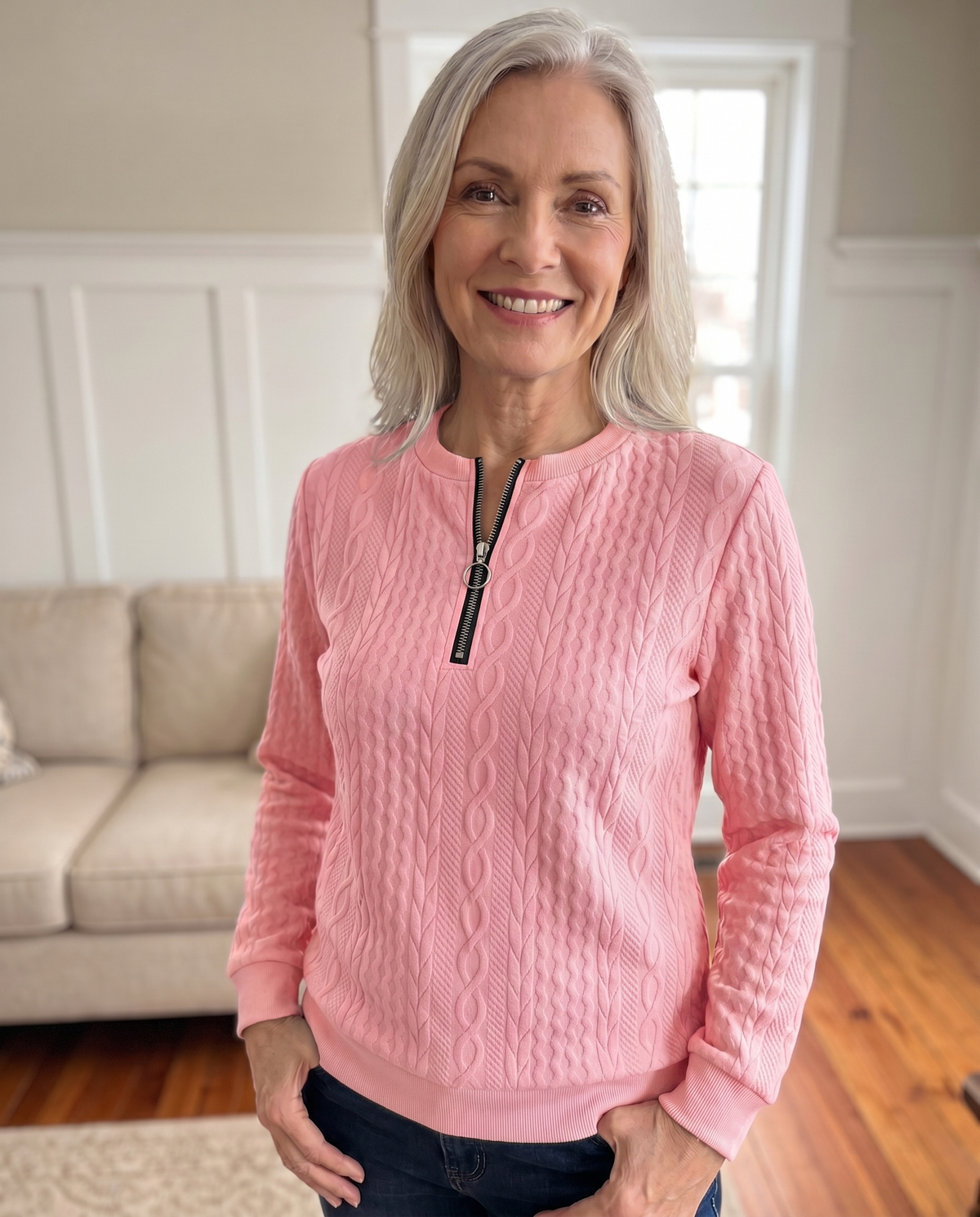 MOREAU LYON | SWEAT TEXTURÉ ZIPPÉ POUR FEMMES