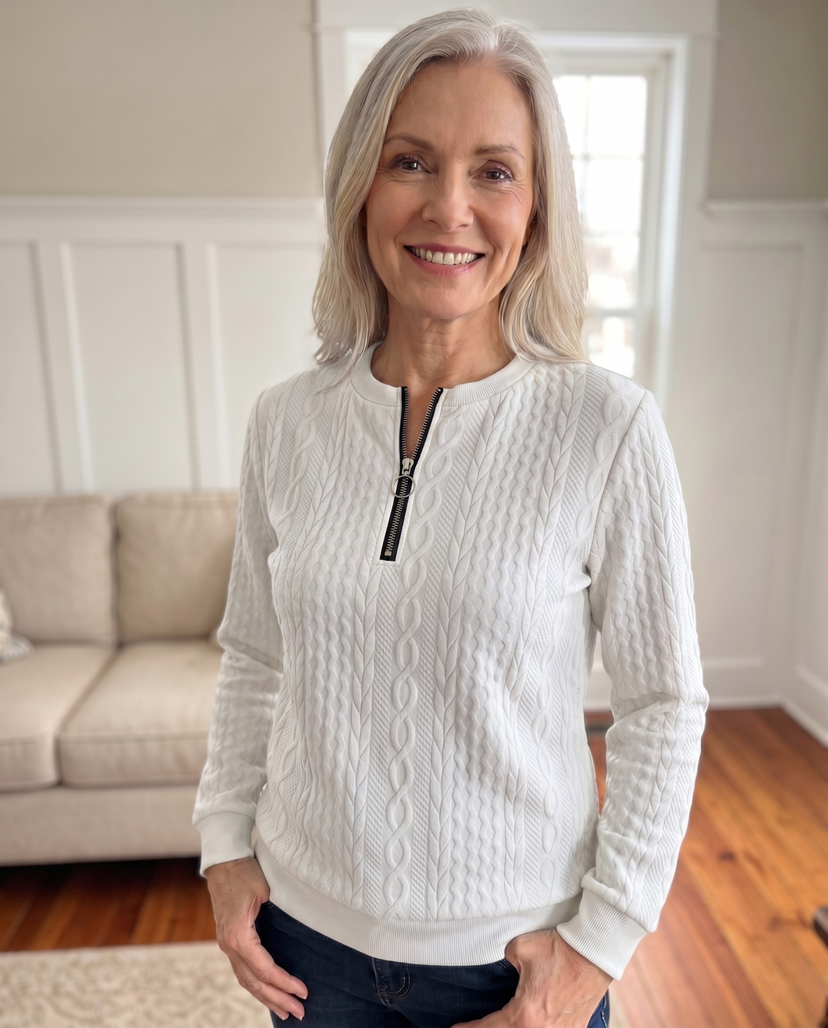 MOREAU LYON | SWEAT TEXTURÉ ZIPPÉ POUR FEMMES