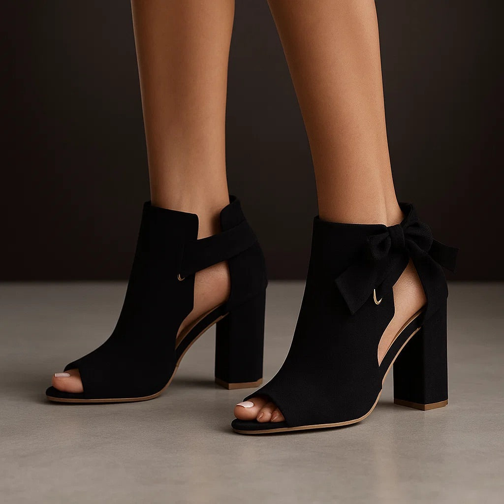 MOREAU LYON | TALON BLOC PEEP-TOE EN DAIM POUR FEMME