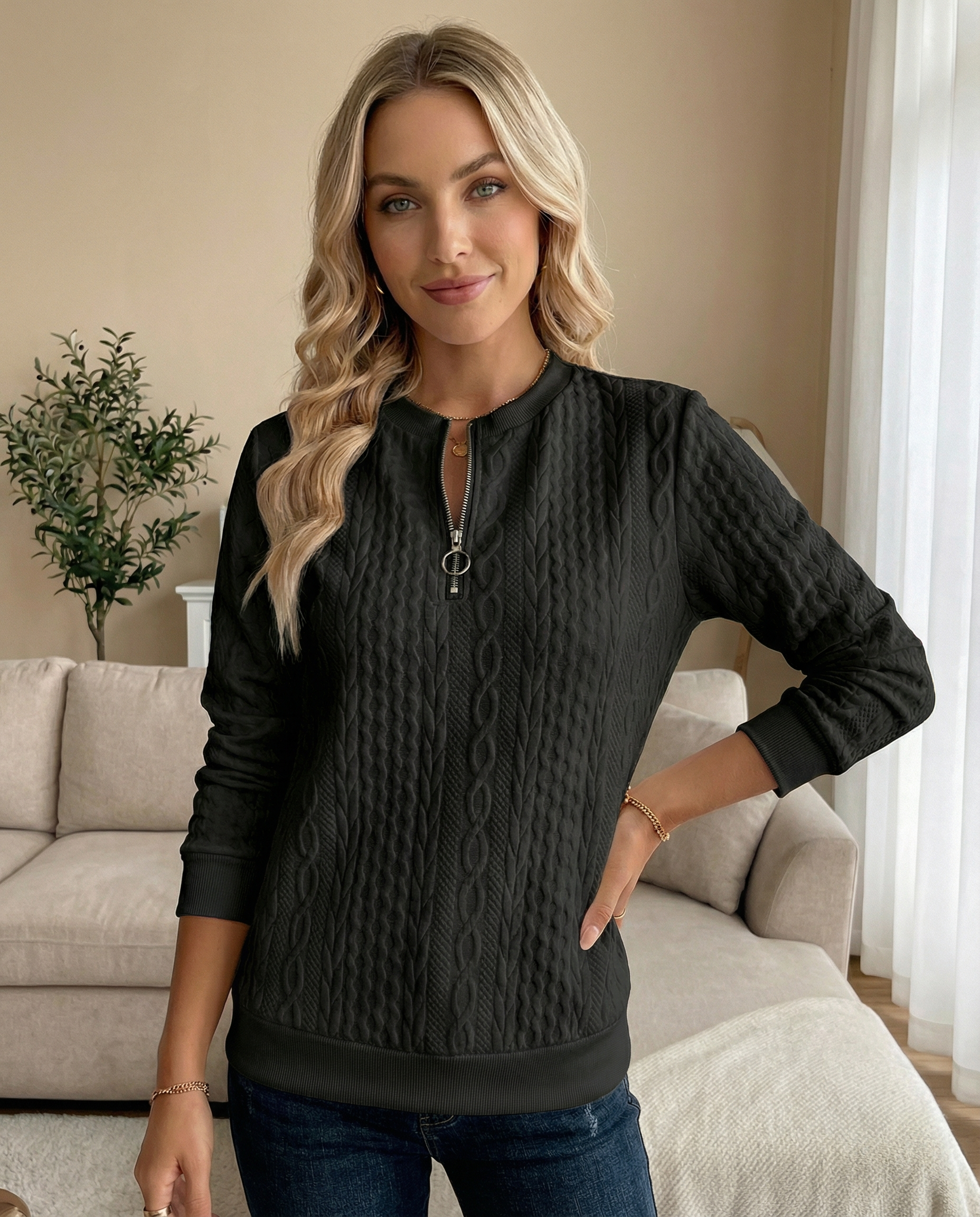 MOREAU LYON | SWEAT ZIPPÉ TEXTURÉ POUR FEMMES