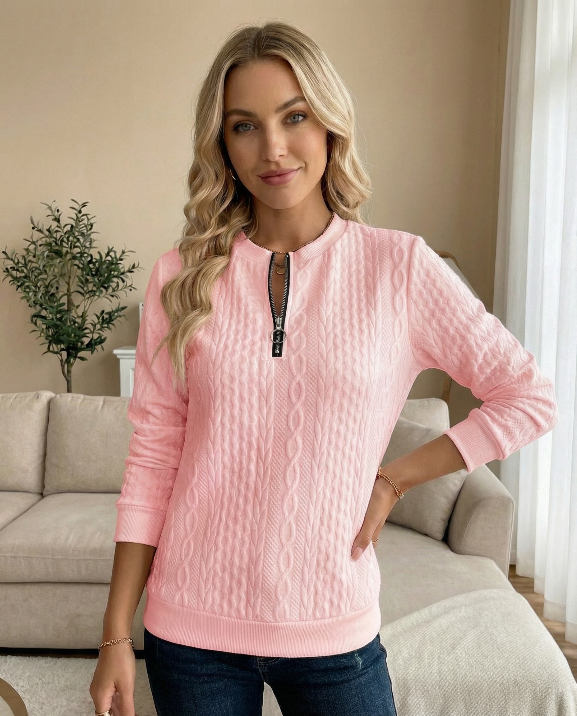 MOREAU LYON | SWEAT ZIPPÉ TEXTURÉ POUR FEMMES